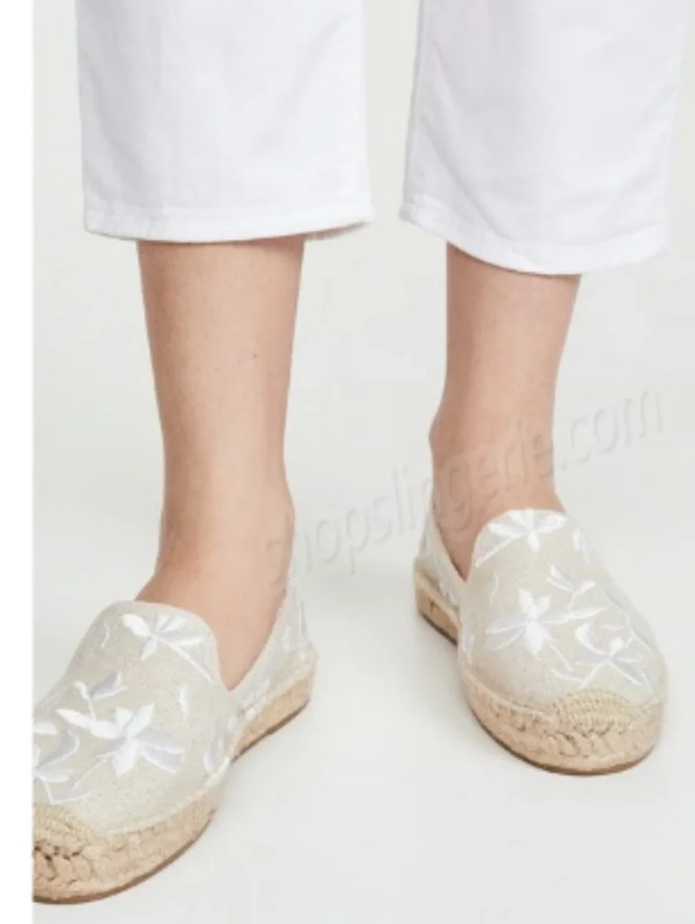 Soludos Sand Espadrilles with White Floral Embroidery Size 8 - Picture 9 of 12